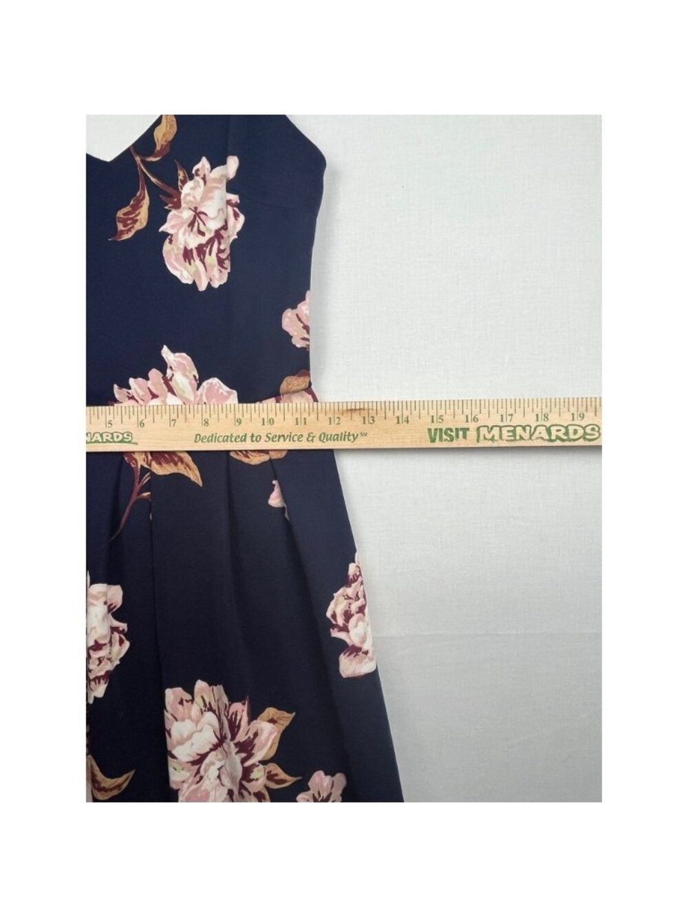 Monteau Los Angeles Floral Fit & Flare Dress Navy Pink Spaghetti Strap Size S - Picture 3 of 9